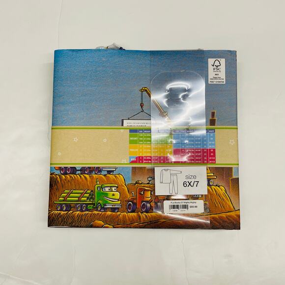 NWT Books to Bed 6X/7 Mighty, Mighty Construction Site Pajamas & Book Set - Picture 2 of 2